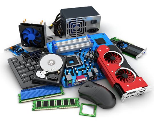 Laptop and computer parts (done in 3d rendering)